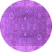Round Oriental Purple Traditional Rug, urb918pur