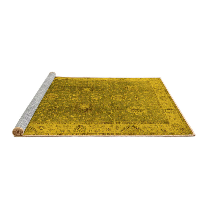 Sideview of Machine Washable Oriental Yellow Traditional Rug, wshurb918yw