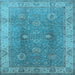 Square Machine Washable Oriental Light Blue Traditional Rug, wshurb918lblu