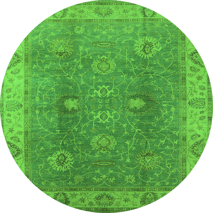 Round Oriental Green Traditional Rug, urb918grn