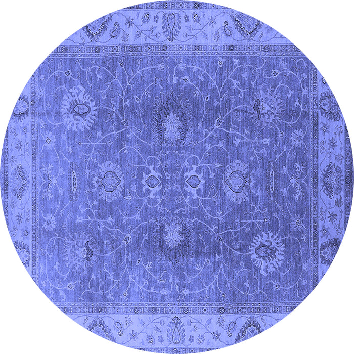 Round Oriental Blue Traditional Rug, urb918blu
