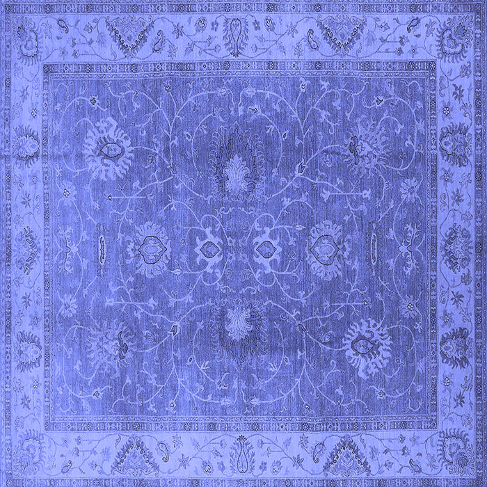 Square Machine Washable Oriental Blue Traditional Rug, wshurb918blu