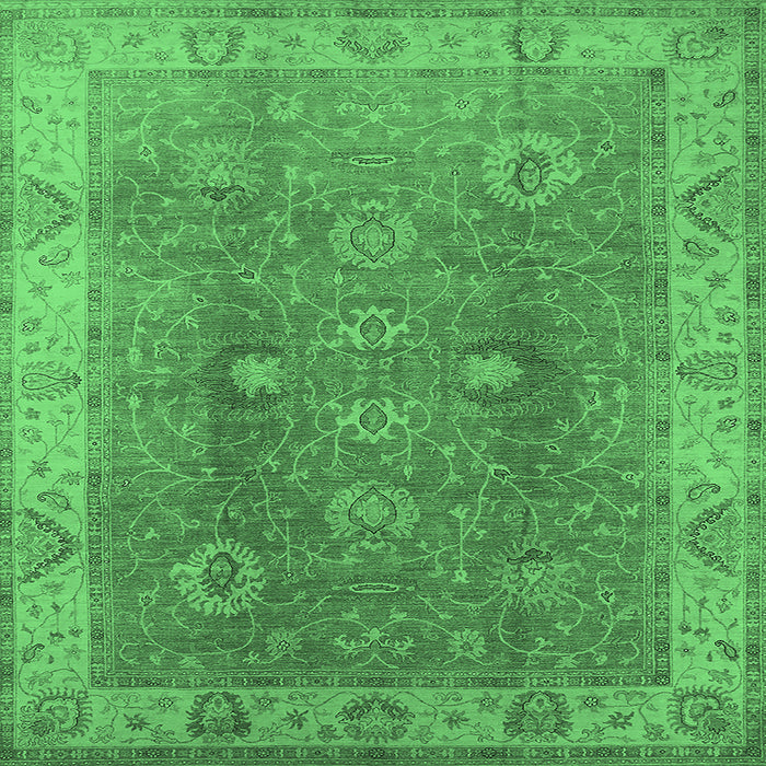 Square Oriental Emerald Green Traditional Rug, urb918emgrn