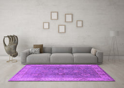 Machine Washable Oriental Purple Traditional Area Rugs in a Living Room, wshurb918pur