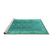 Sideview of Machine Washable Oriental Turquoise Traditional Area Rugs, wshurb918turq