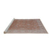 Sideview of Machine Washable Industrial Modern Khaki Rose Pink Rug, wshurb919