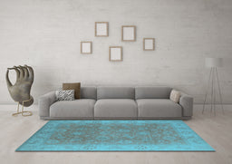 Machine Washable Oriental Light Blue Traditional Rug in a Living Room, wshurb919lblu