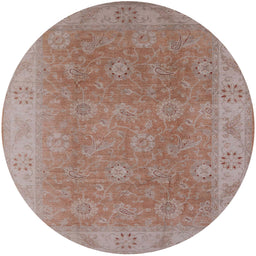 Round Machine Washable Industrial Modern Khaki Rose Pink Rug, wshurb919