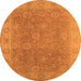 Round Oriental Orange Traditional Rug, urb919org