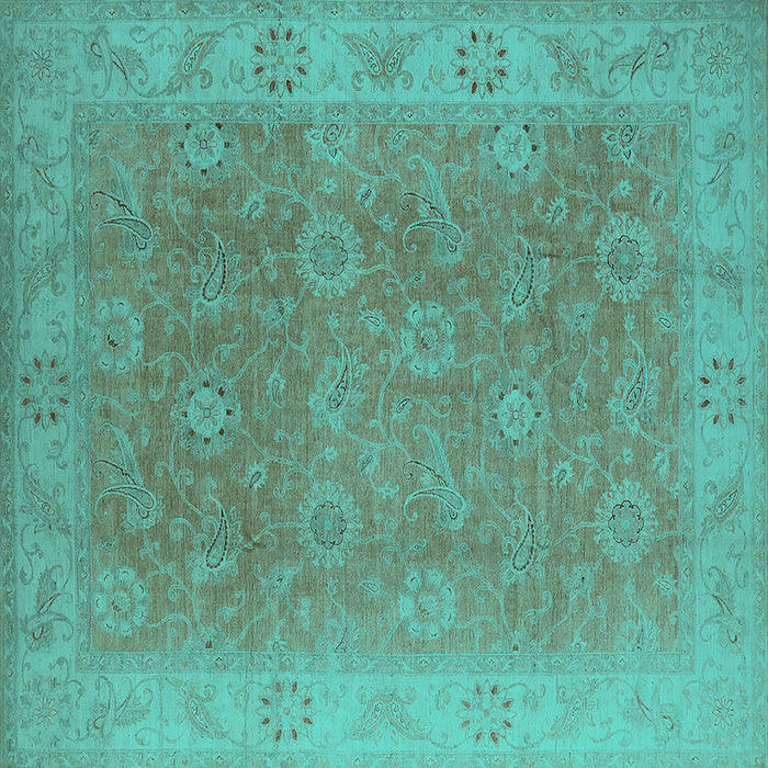 Square Oriental Turquoise Traditional Rug, urb919turq