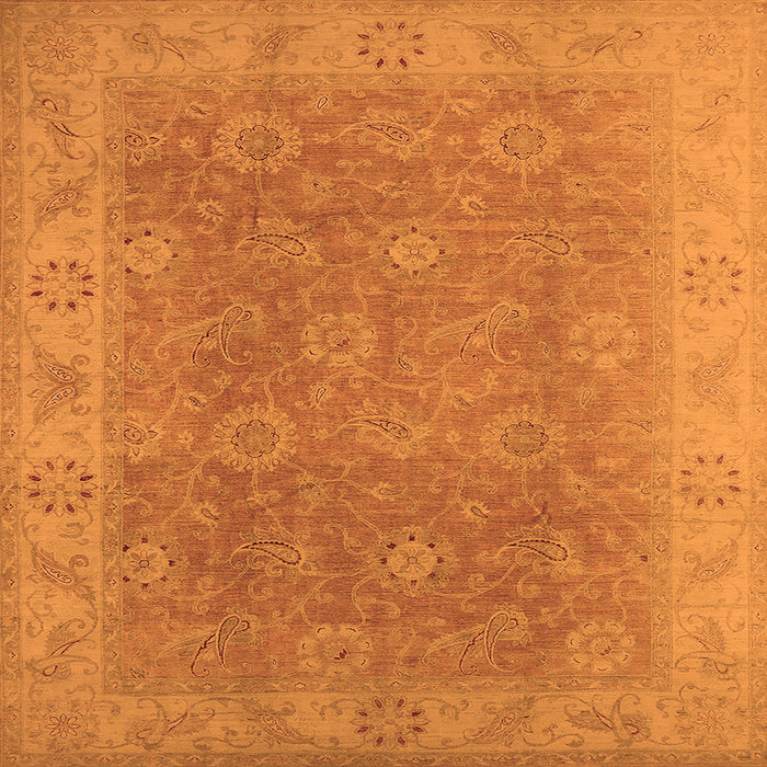 Square Machine Washable Oriental Orange Traditional Area Rugs, wshurb919org