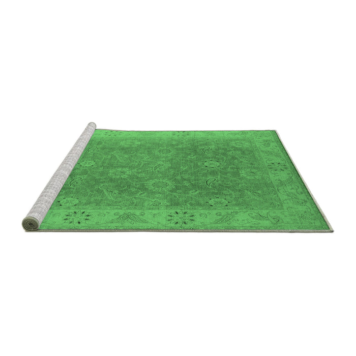 Sideview of Machine Washable Oriental Emerald Green Traditional Area Rugs, wshurb919emgrn