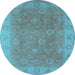 Round Oriental Light Blue Traditional Rug, urb919lblu