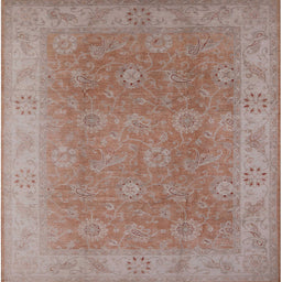 Square Machine Washable Industrial Modern Khaki Rose Pink Rug, wshurb919