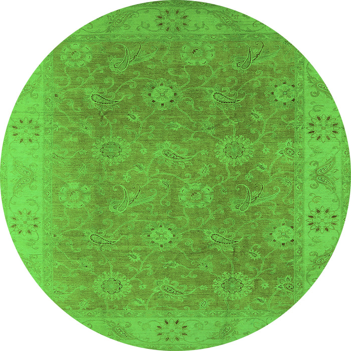 Round Oriental Green Traditional Rug, urb919grn