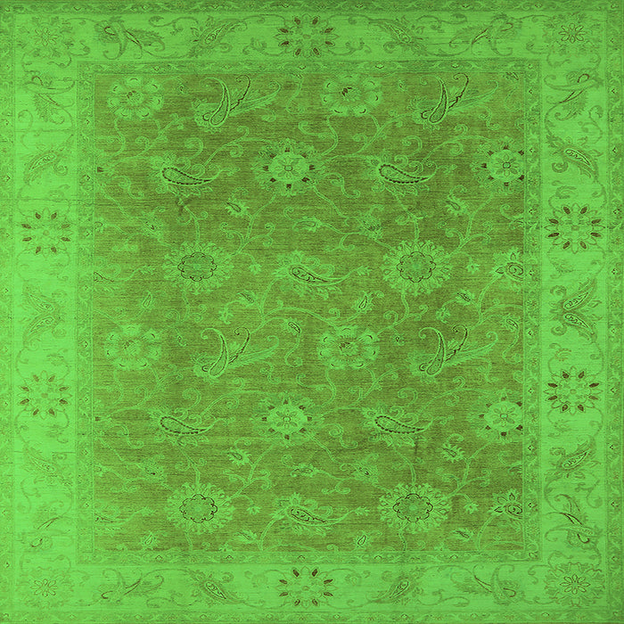 Square Machine Washable Oriental Green Traditional Area Rugs, wshurb919grn