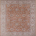 Square Mid-Century Modern Khaki Rose Pink Oriental Rug, urb919