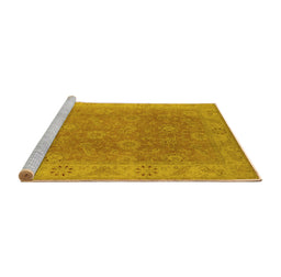 Sideview of Machine Washable Oriental Yellow Traditional Rug, wshurb919yw