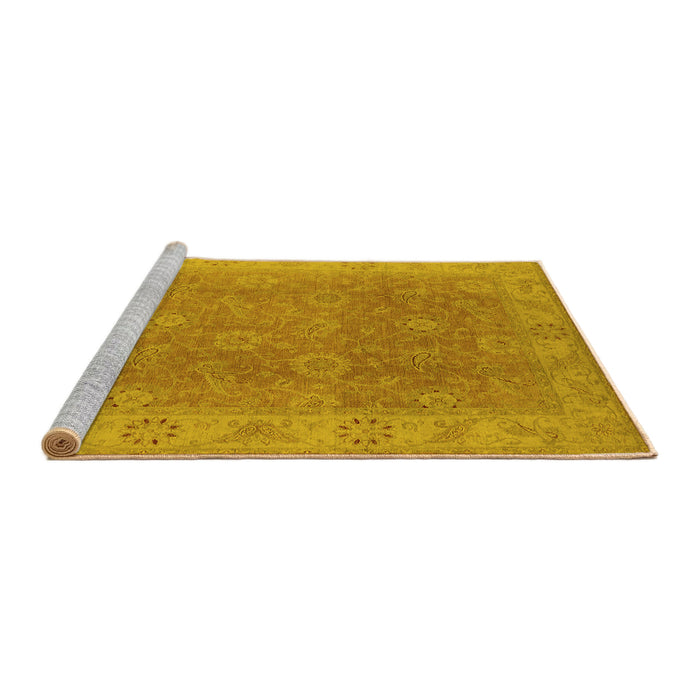 Sideview of Machine Washable Oriental Yellow Traditional Rug, wshurb919yw