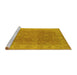 Sideview of Machine Washable Oriental Yellow Traditional Rug, wshurb919yw