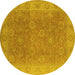 Round Oriental Yellow Traditional Rug, urb919yw