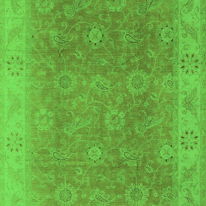Machine Washable Oriental Green Traditional Area Rugs, wshurb919grn