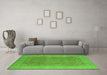 Machine Washable Oriental Green Traditional Area Rugs in a Living Room,, wshurb919grn