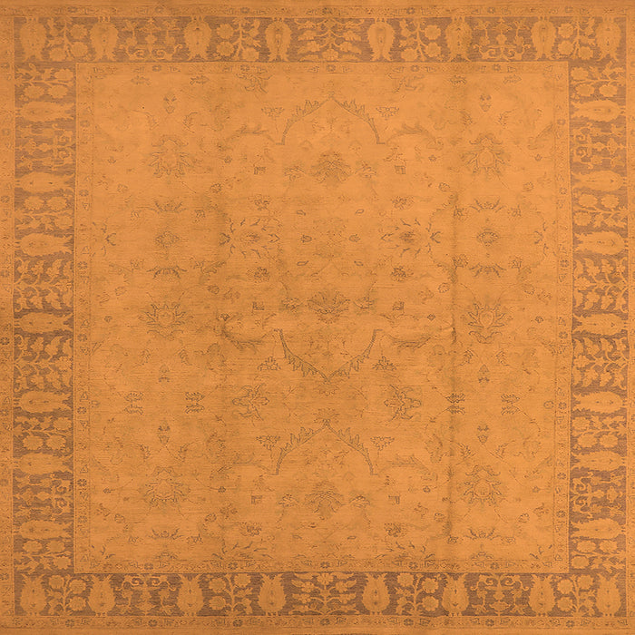 Square Machine Washable Oriental Orange Traditional Area Rugs, wshurb920org