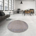 Round Machine Washable Industrial Modern Rosy Brown Pink Rug in a Office, wshurb920
