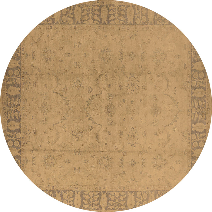 Round Oriental Brown Traditional Rug, urb920brn