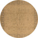 Round Oriental Brown Traditional Rug, urb920brn