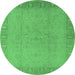 Round Oriental Emerald Green Traditional Rug, urb920emgrn