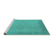 Sideview of Machine Washable Oriental Turquoise Traditional Area Rugs, wshurb920turq