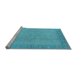 Sideview of Machine Washable Oriental Light Blue Traditional Rug, wshurb920lblu
