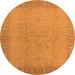 Round Oriental Orange Traditional Rug, urb920org