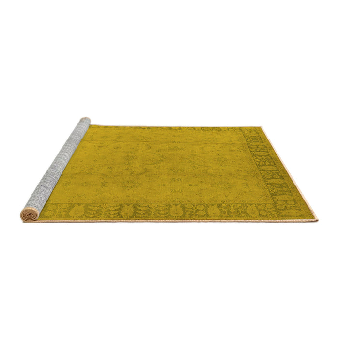 Sideview of Machine Washable Oriental Yellow Traditional Rug, wshurb920yw