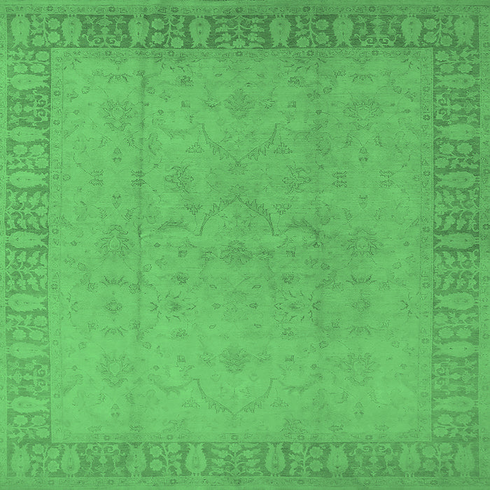 Square Machine Washable Oriental Emerald Green Traditional Area Rugs, wshurb920emgrn