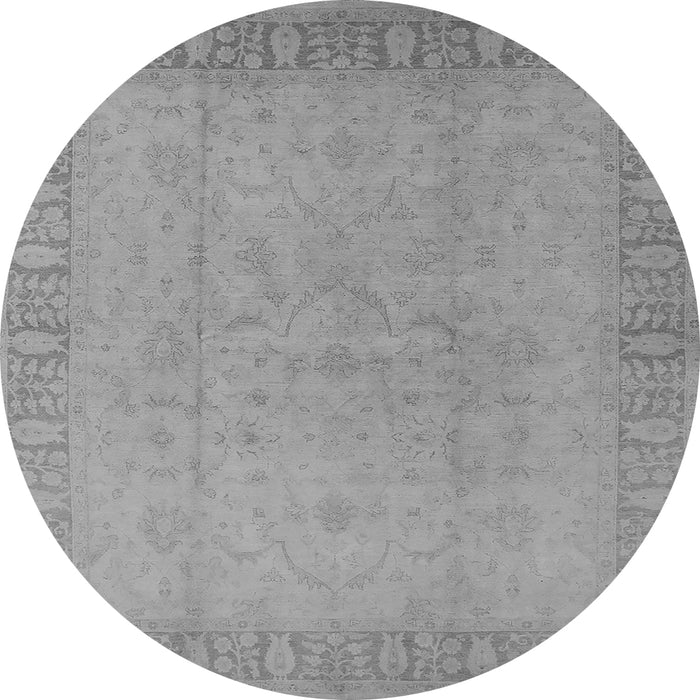 Round Machine Washable Oriental Gray Traditional Rug, wshurb920gry
