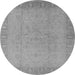 Round Machine Washable Oriental Gray Traditional Rug, wshurb920gry