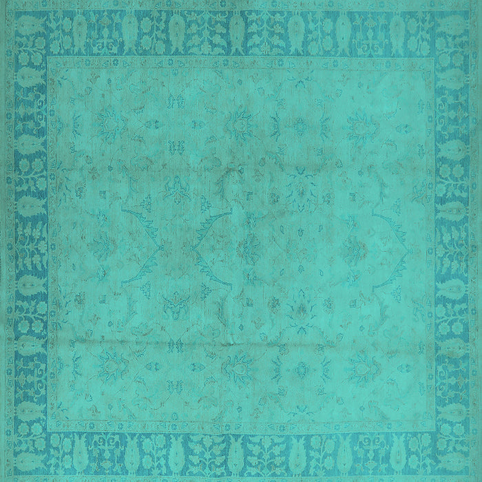 Square Machine Washable Oriental Turquoise Traditional Area Rugs, wshurb920turq