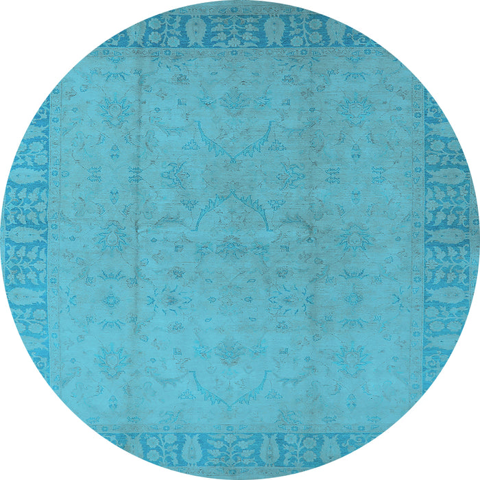 Round Oriental Light Blue Traditional Rug, urb920lblu