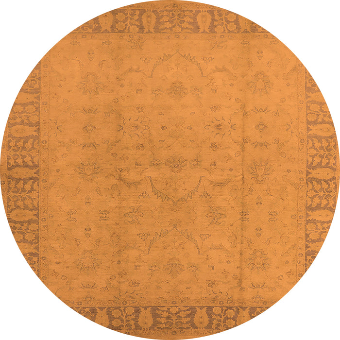 Round Machine Washable Oriental Orange Traditional Area Rugs, wshurb920org