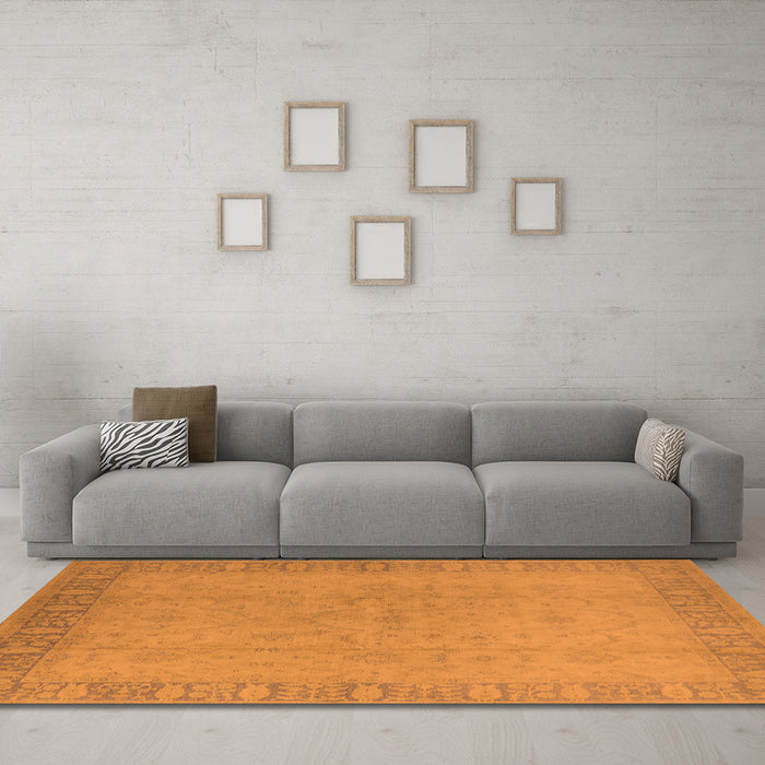Machine Washable Oriental Orange Traditional Area Rugs in a Living Room, wshurb920org