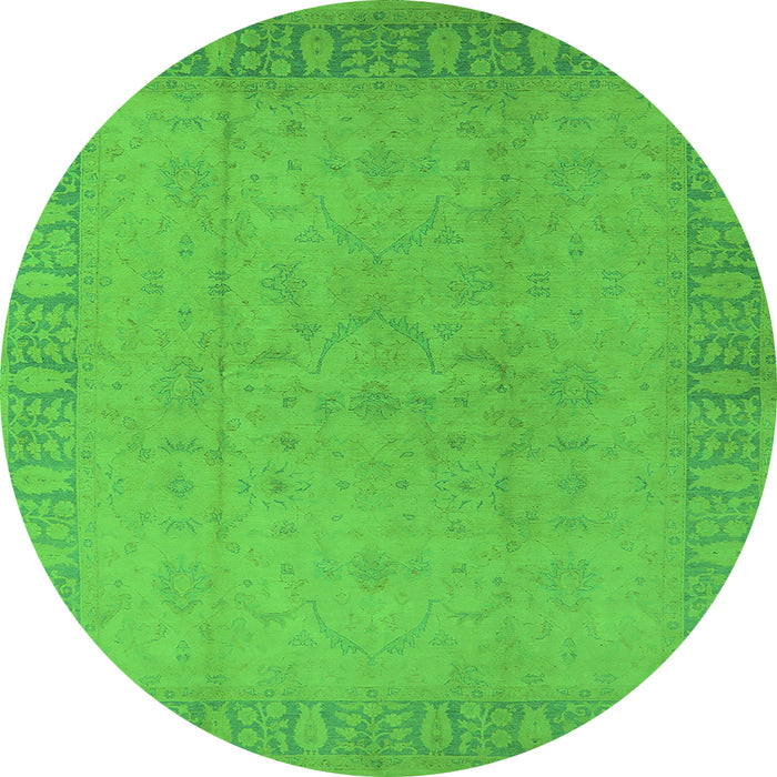 Round Machine Washable Oriental Green Traditional Area Rugs, wshurb920grn