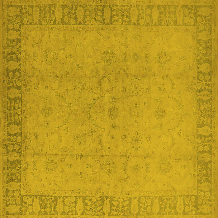 Square Machine Washable Oriental Yellow Traditional Rug, wshurb920yw