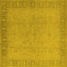 Square Machine Washable Oriental Yellow Traditional Rug, wshurb920yw