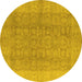 Round Oriental Yellow Traditional Rug, urb921yw