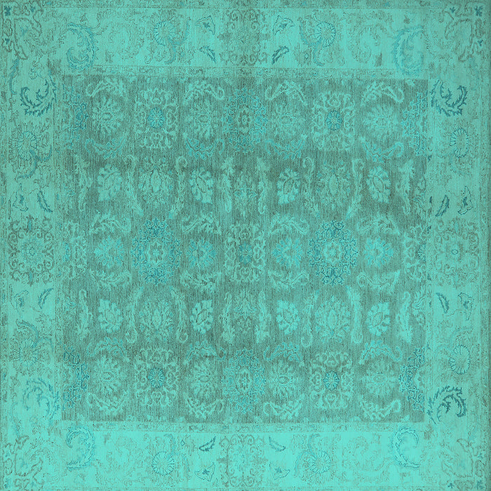 Square Oriental Turquoise Traditional Rug, urb921turq