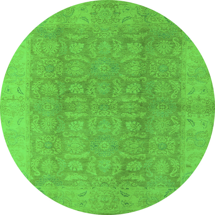 Round Oriental Green Traditional Rug, urb921grn