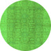 Round Oriental Green Traditional Rug, urb921grn